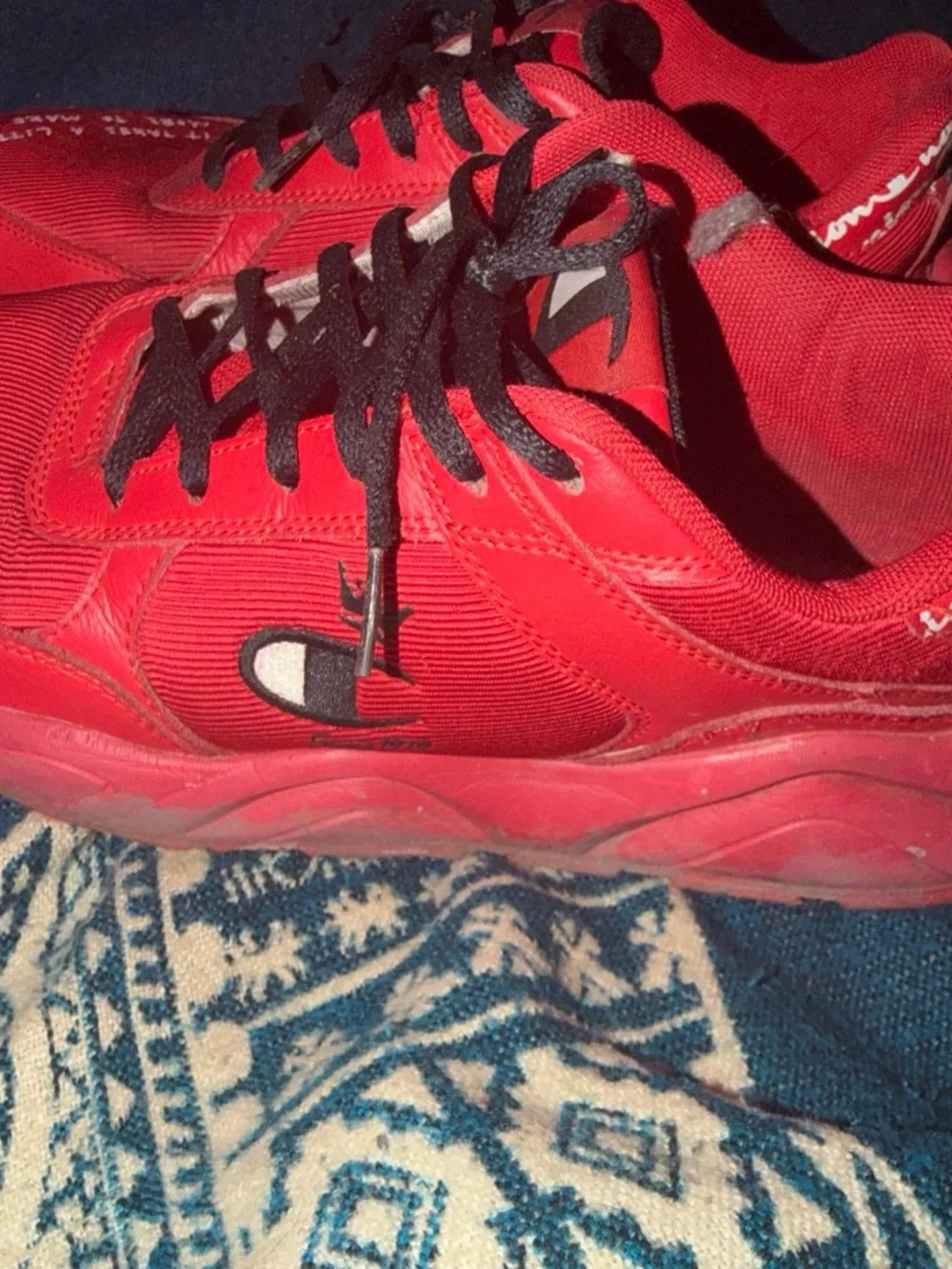 Champion Red Men's Low-Top Sneakers with Black Laces